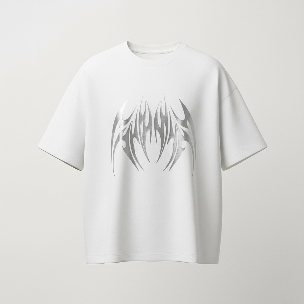 Reflective Tribal Box Fit Tee White