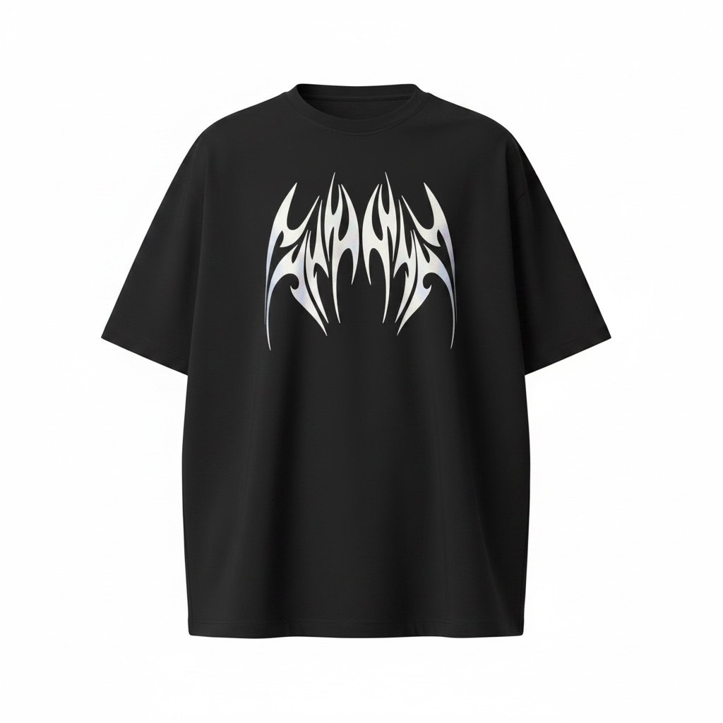 Reflective Tribal Box Fit Tee Black