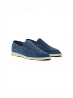 Loro Piana Summer Walk Suede Dark Deep Sea Loafers