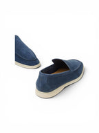 Loro Piana Summer Walk Suede Dark Deep Sea Loafers