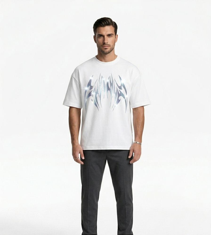 Reflective Tribal Box Fit Tee White