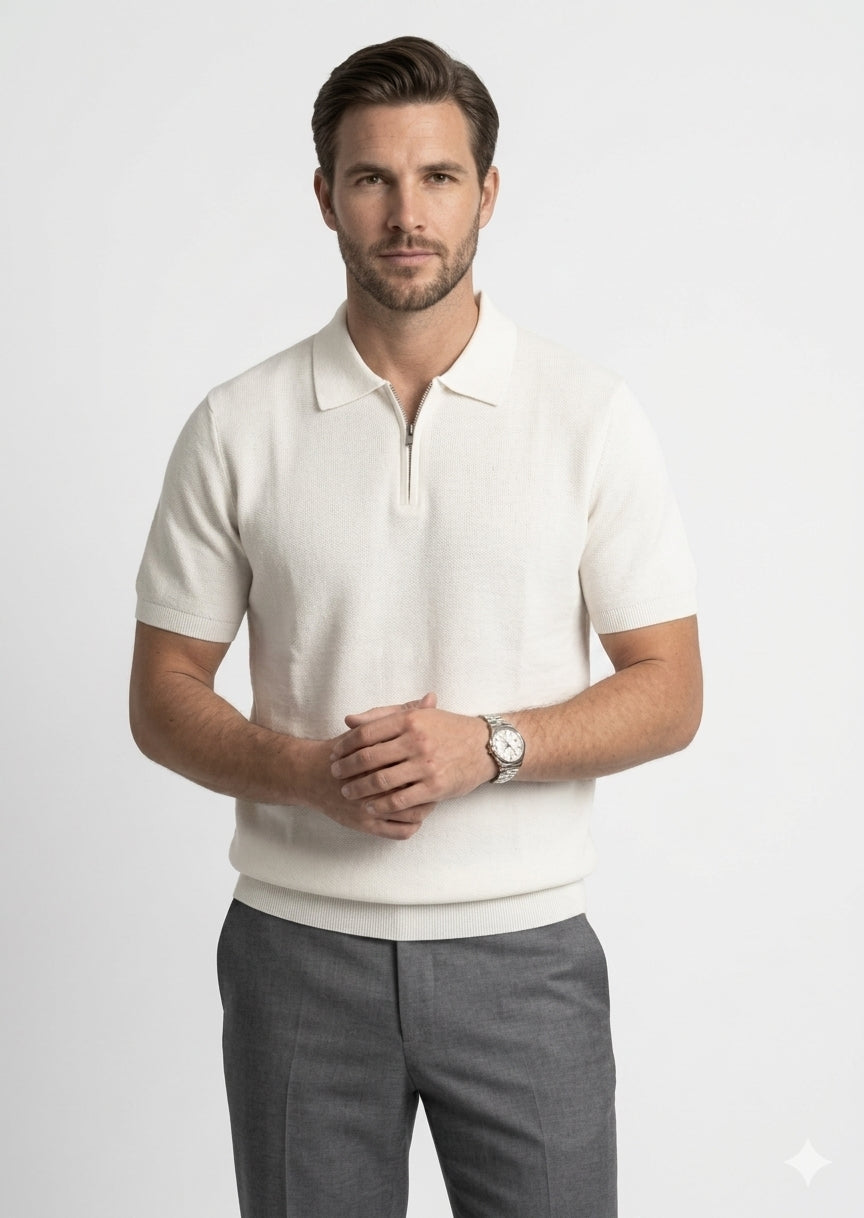 Classic White Zip Polo