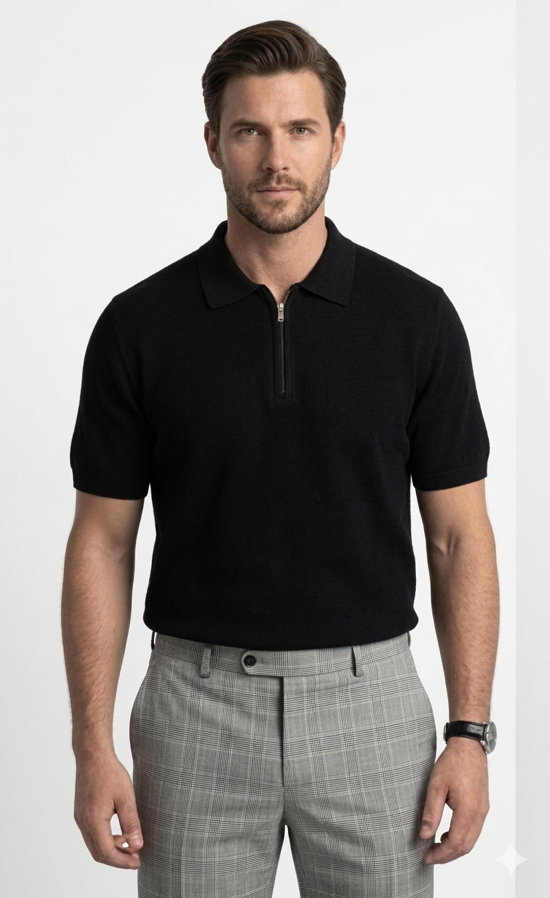 Classic Black Zip Polo