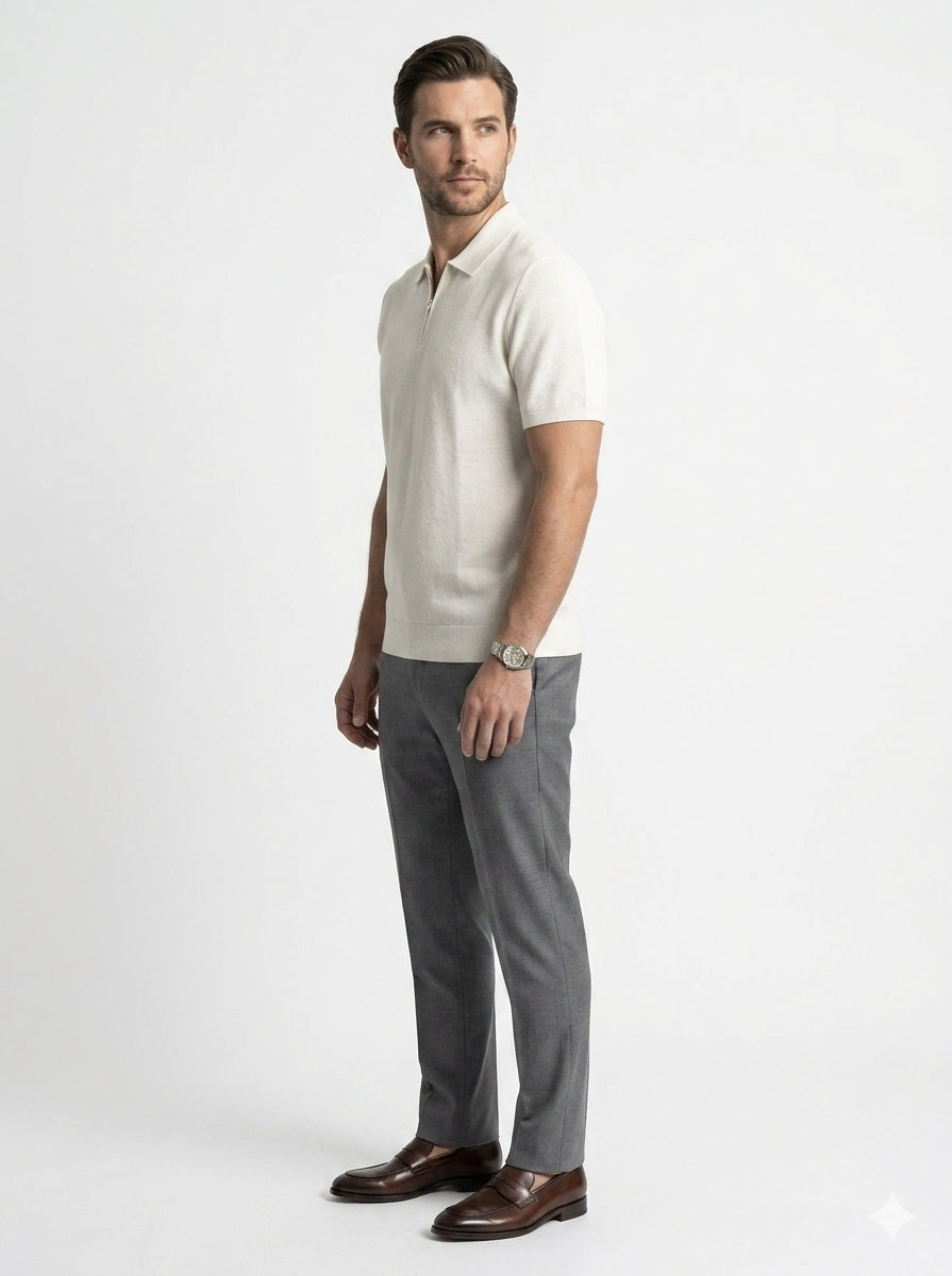 Classic White Zip Polo