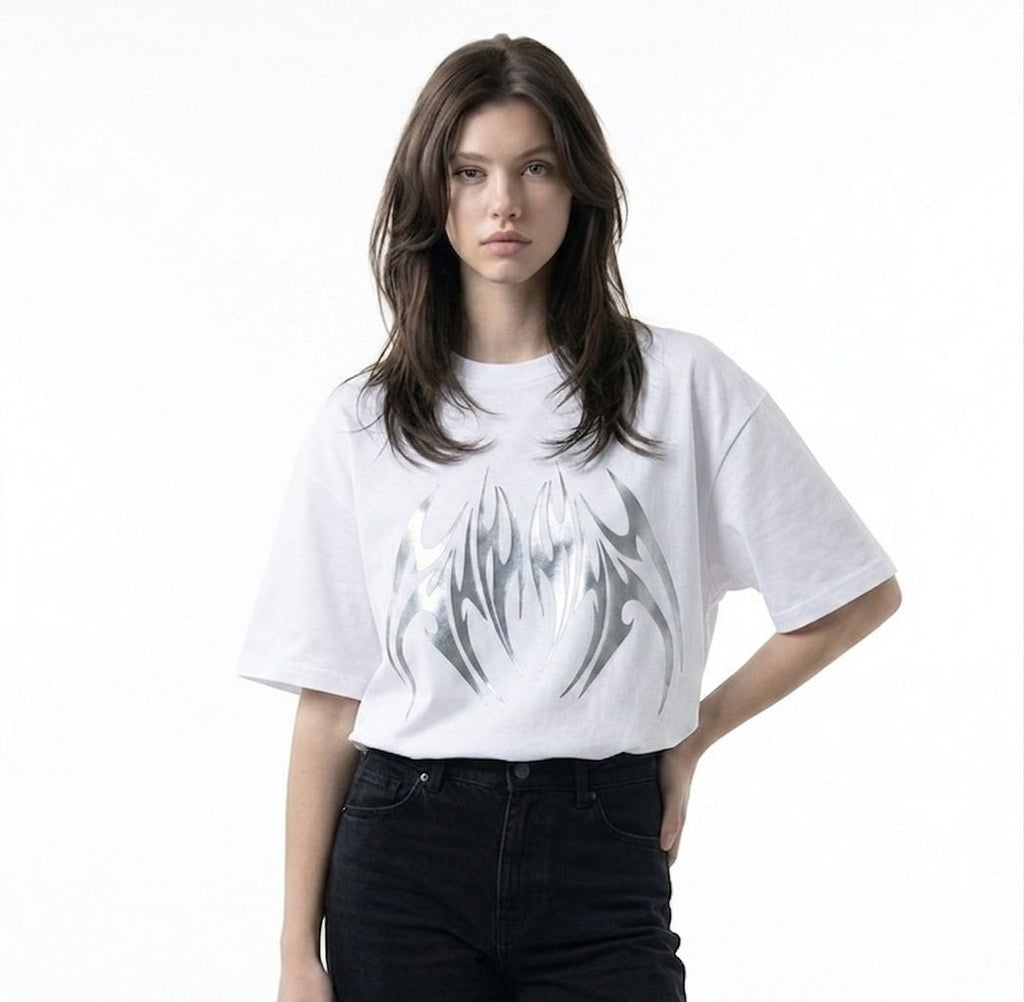 Reflective Tribal Box Fit Tee White
