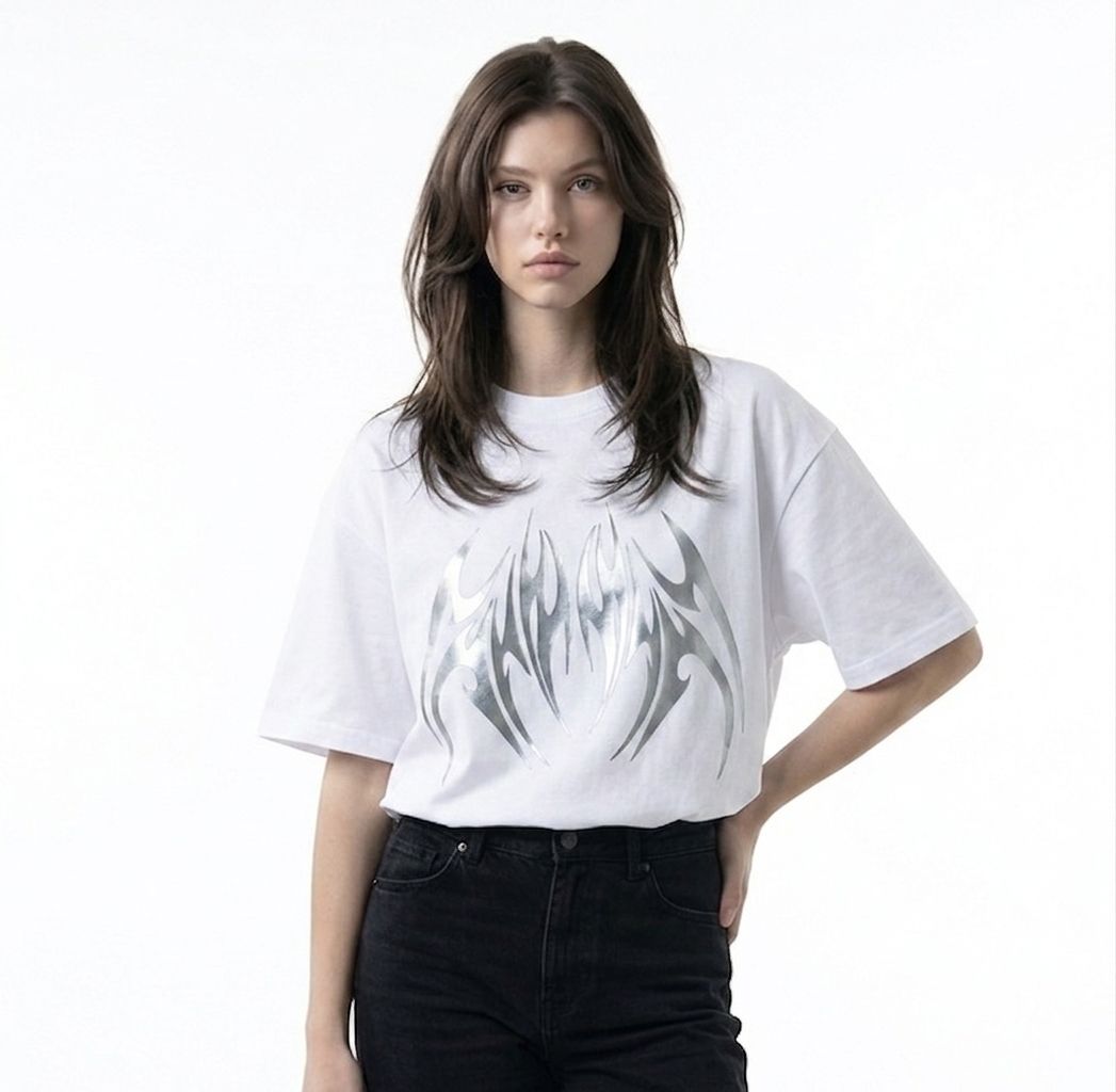 Reflective Tribal Box Fit Tee White