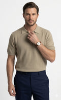 Classic Beige Zip Polo